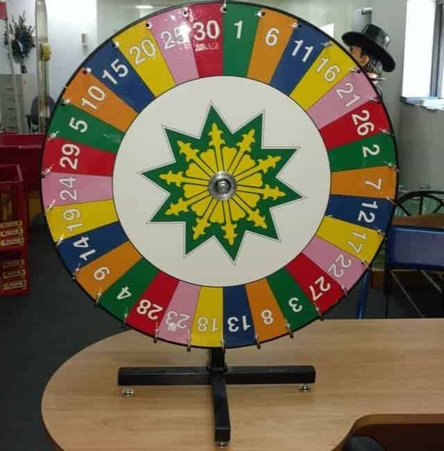 Tabletop spinning prize wheel