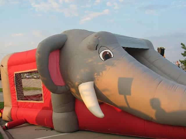elephant--bounce-house-slide