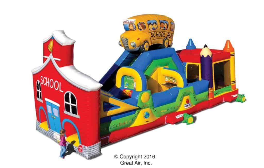 school bus - inflatable obstacle course rental