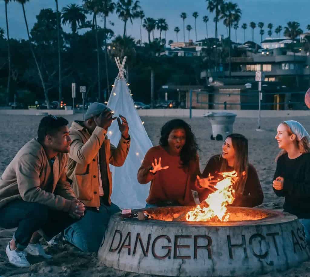 Cozy bonfire bonding with friends
