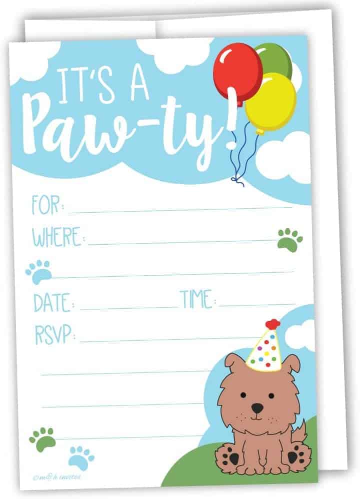 Puppy Party Invitation for boys