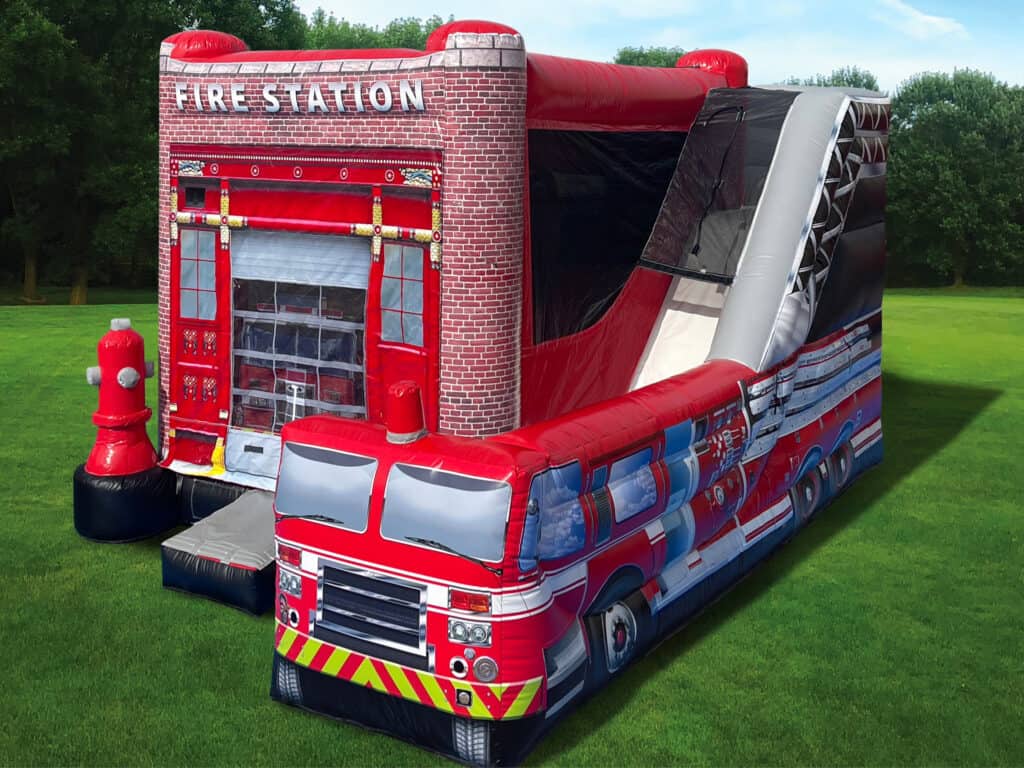 Fire Truck Bounce House Rental with Slide