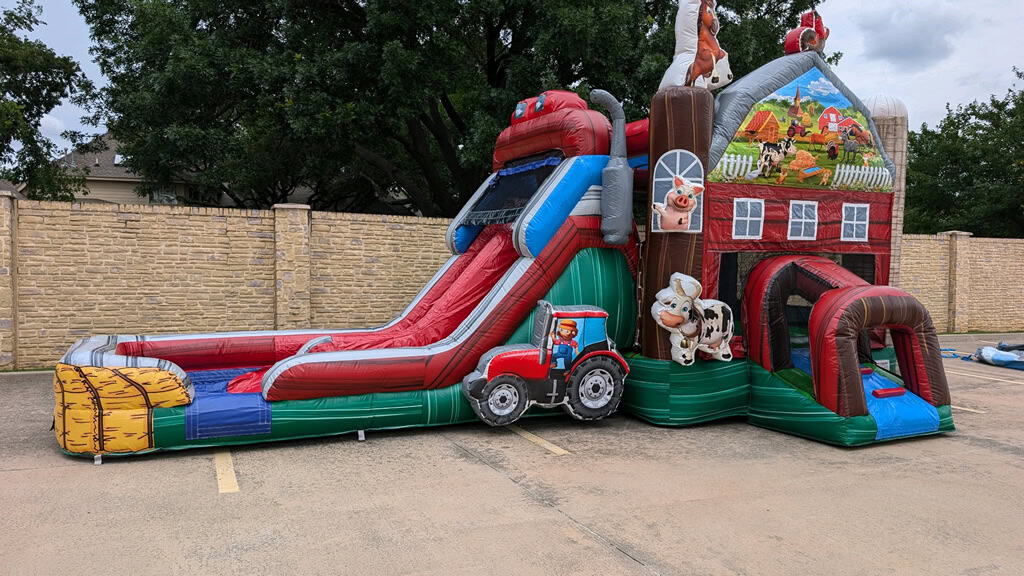 Red Barn - Farm Bounce House with Slide Rental